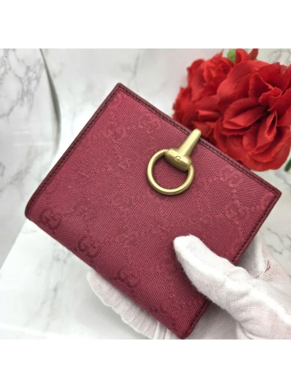 Gucci Fold Wallet GG Canvas Pink